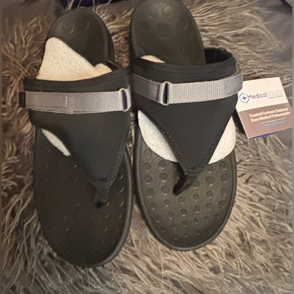 Black and Gray Medical Soles Ladies Sandals-Size 10